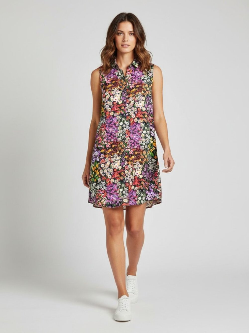 Equipment Michaela 100% Silk Floral Sleeveless Shirtdress Size S Rich Mom Chic